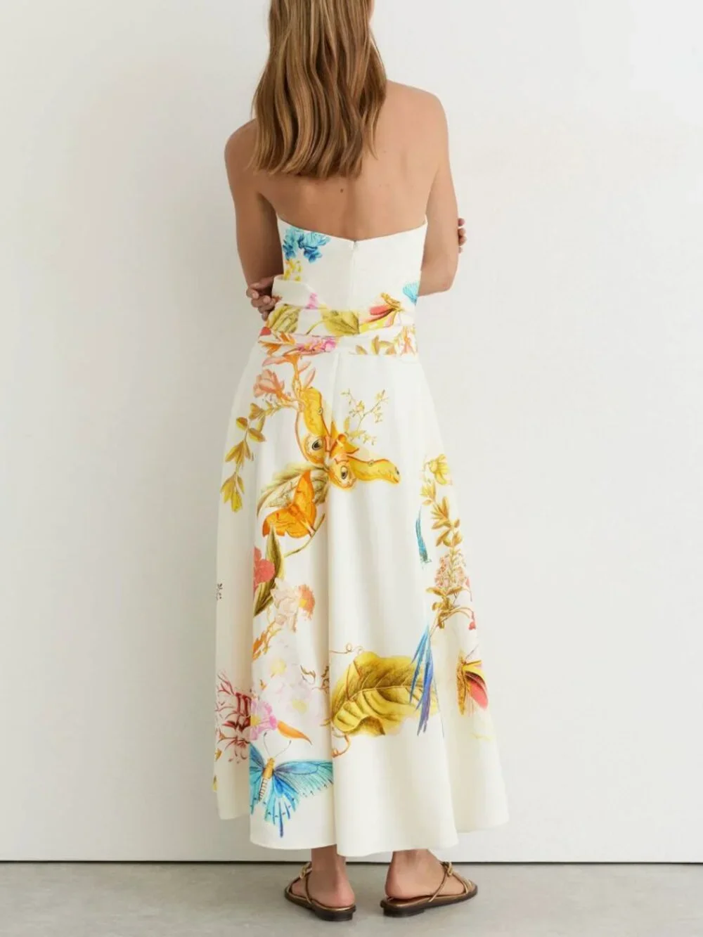 Reiss Anisa Midi Dress Ivory Floral NYBG Printed Bustier Cocktail Vacation - Picture 2 of 13